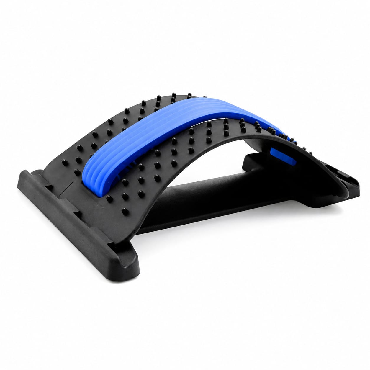 Black and blue back lumbar stretcher with acupressure nodules for lower back pain relief and posture correction – Upswing Rehab Centre Pakistan