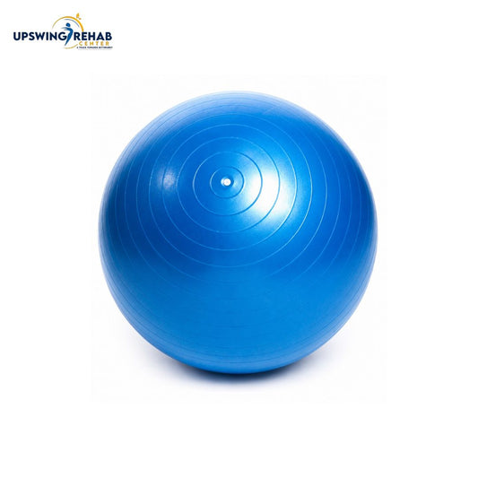Blue 65cm anti-burst gym ball for physiotherapy core strengthening and balance training – Upswing Rehab Centre Pakistan