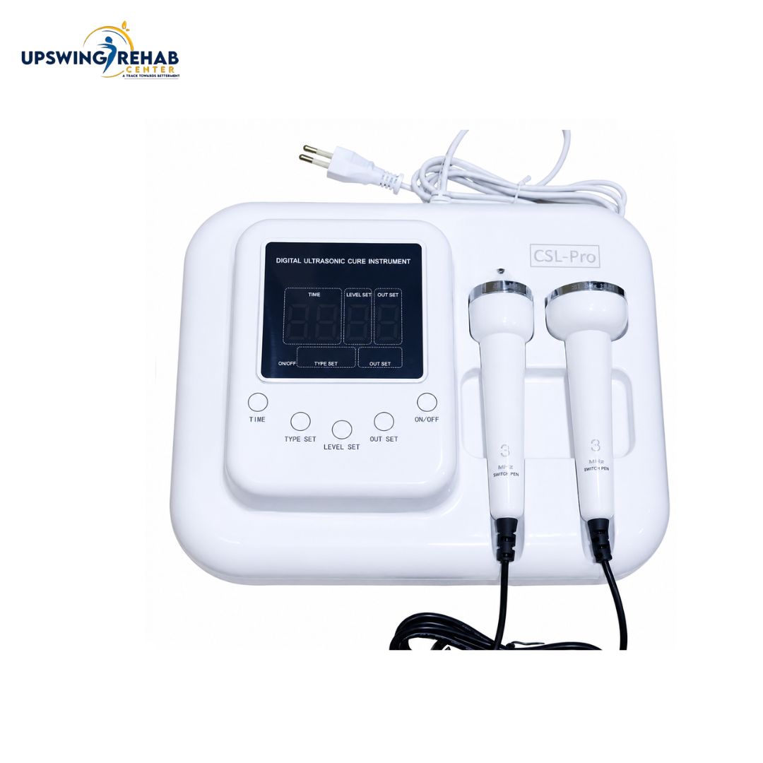 CSL Pro digital ultrasound therapy machine with dual 3MHz probes and LCD display for physiotherapy pain relief – Upswing Rehab Centre Pakistan